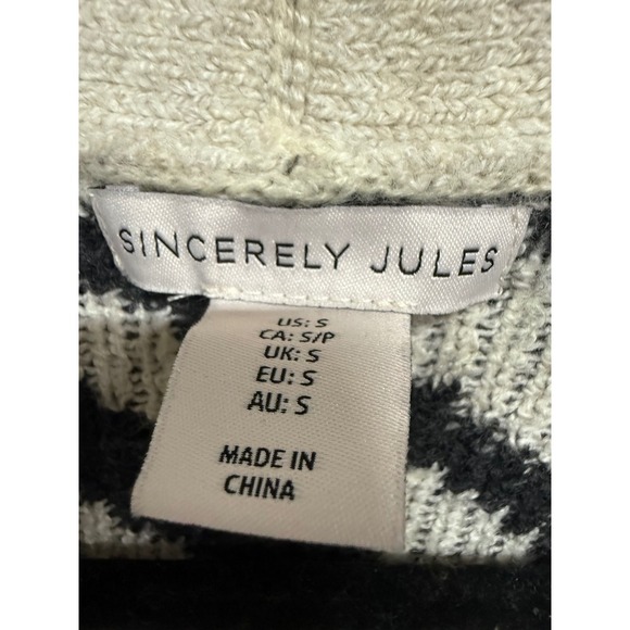 Sincerely Jules white Black zebra animal print open sweater cardigan size small - Picture 5 of 6